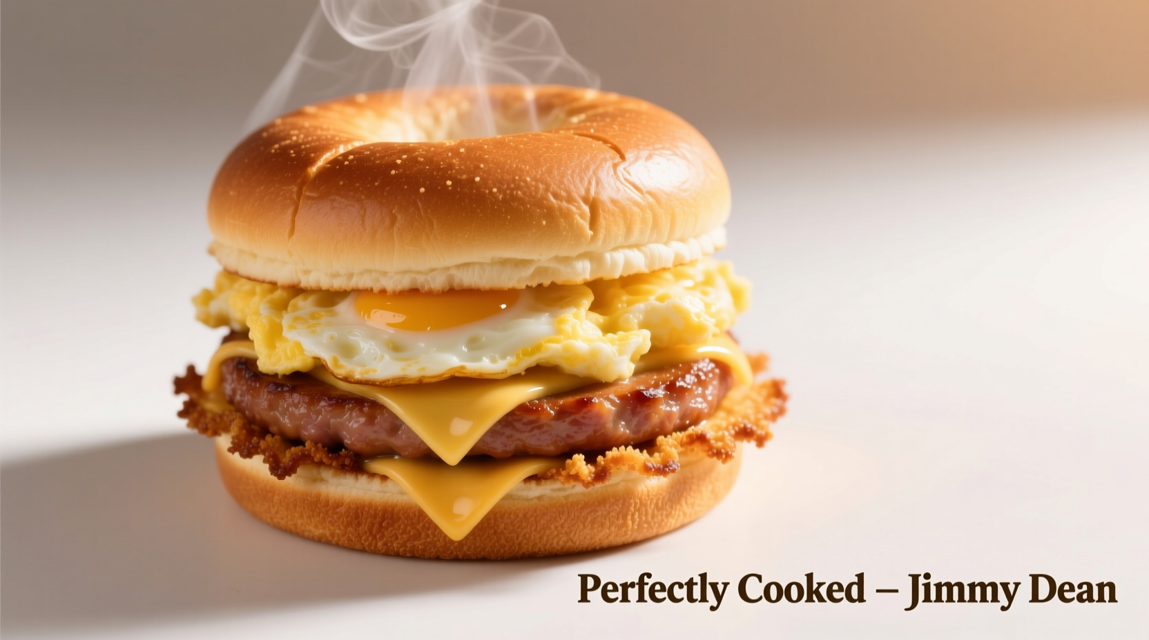 Perfectly cooked Jimmy Dean breakfast sandwich with crispy edges