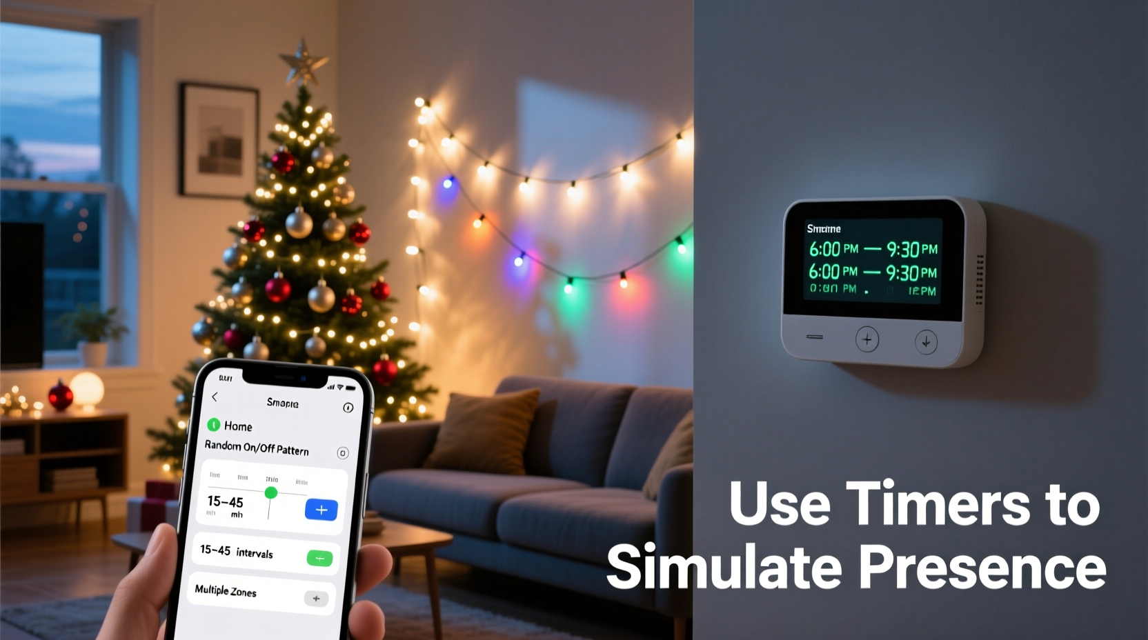 how to use programmable timers to simulate presence with holiday lighting