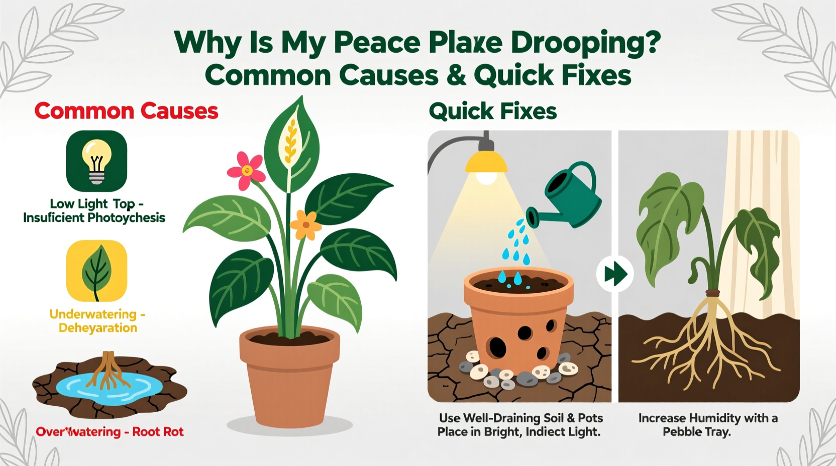 why is my peace lily drooping even after watering common causes and quick fixes