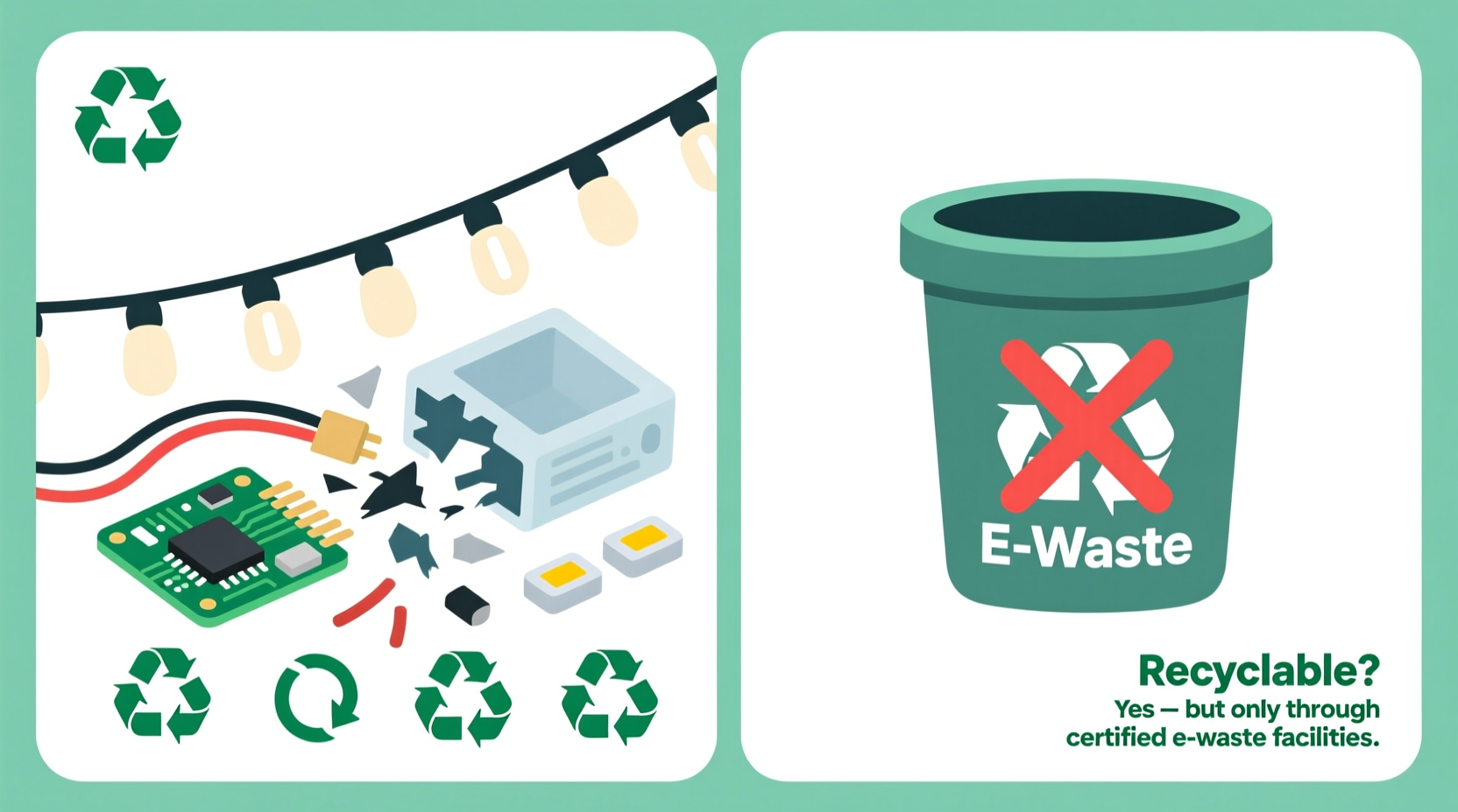 can you recycle broken led strings or are they e waste only