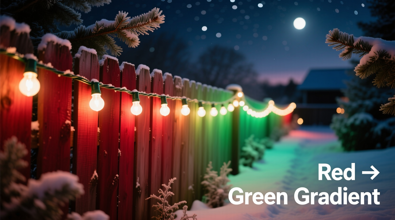 how to create a gradient effect from red to green across christmas lights