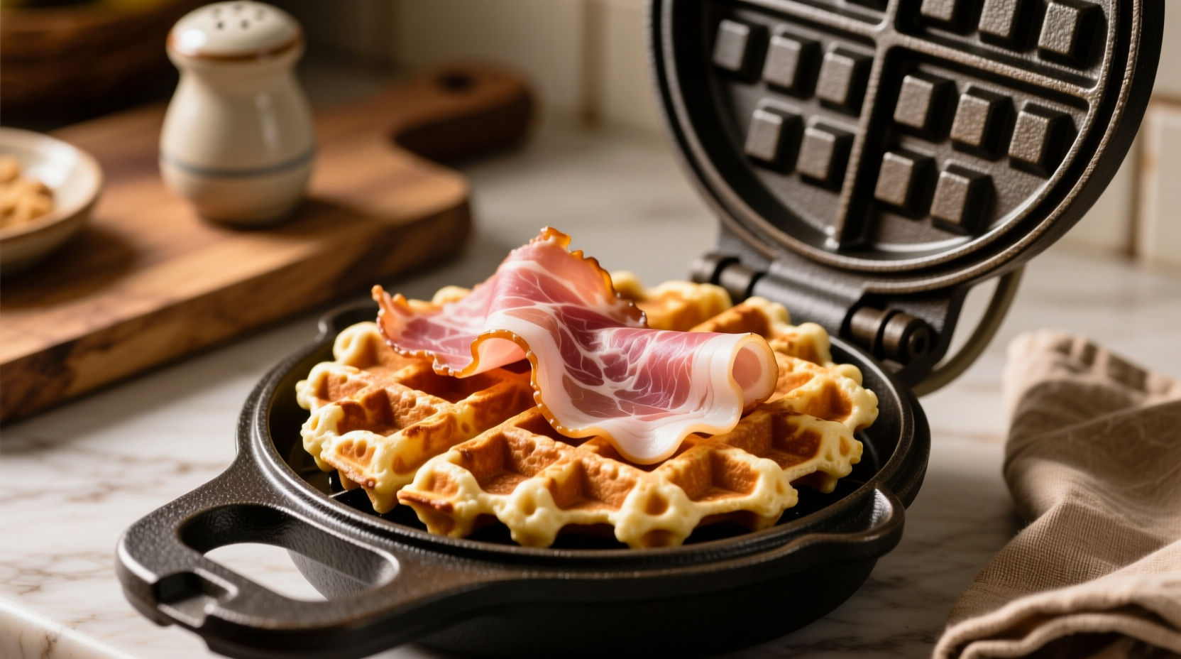 make prosciutto crisps in your waffle maker