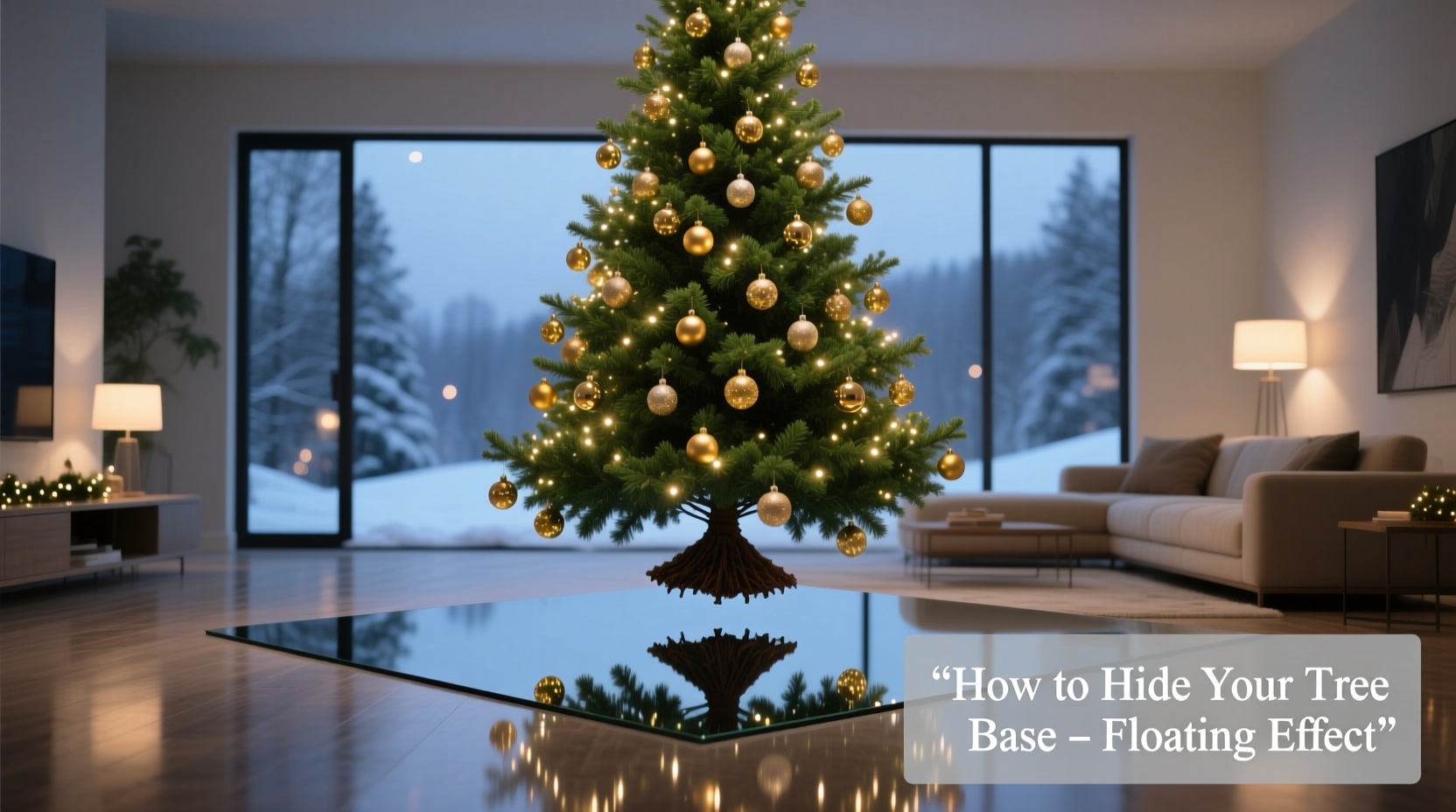 how to hide the base of your christmas tree for a floating effect