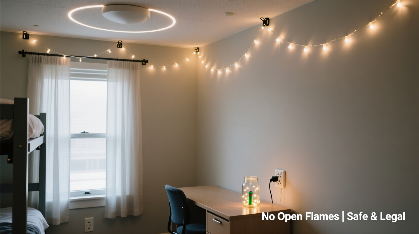 how to use christmas lights in dorm rooms without violating rules