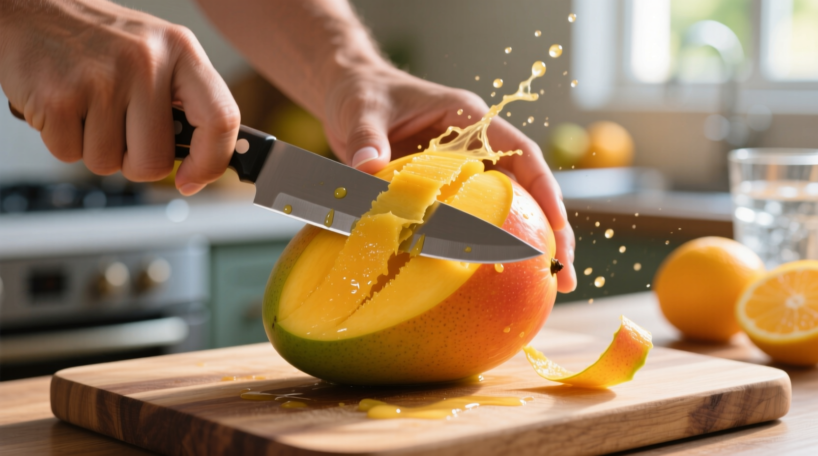 how to peel a mango in under 10 seconds