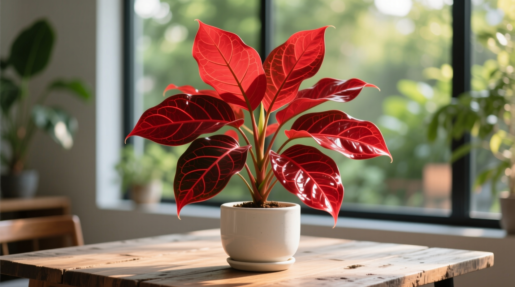red aglaonema plant