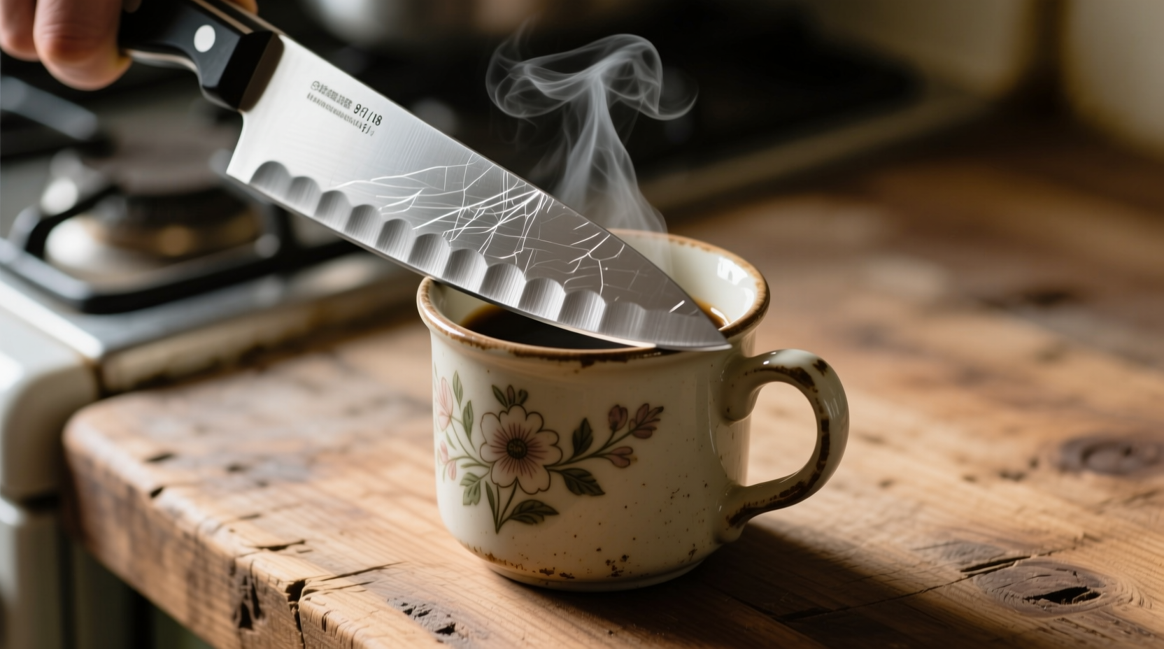 sharpen your kitchen knife on a coffee mug