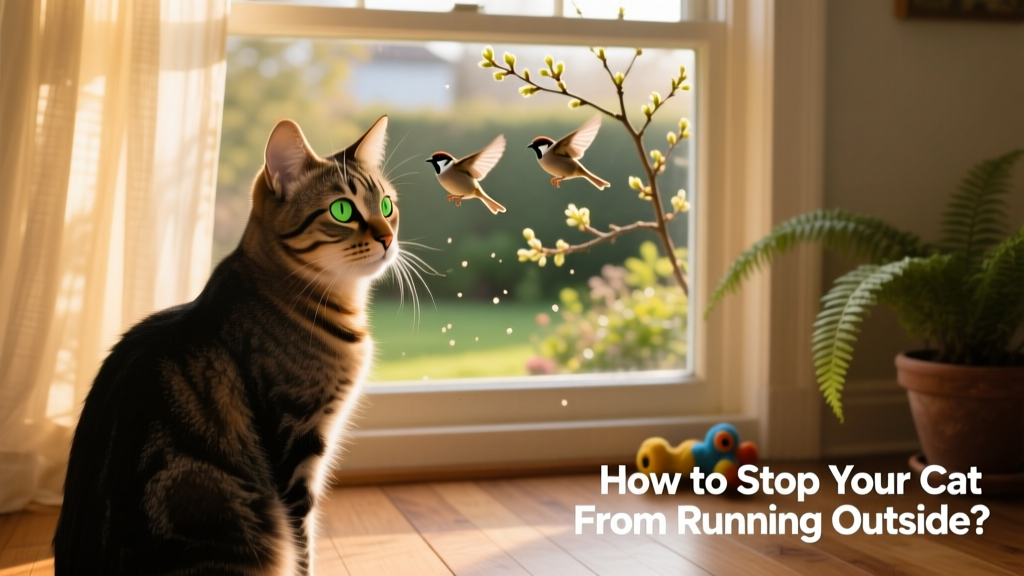 Cat intently watching birds through a sunlit window