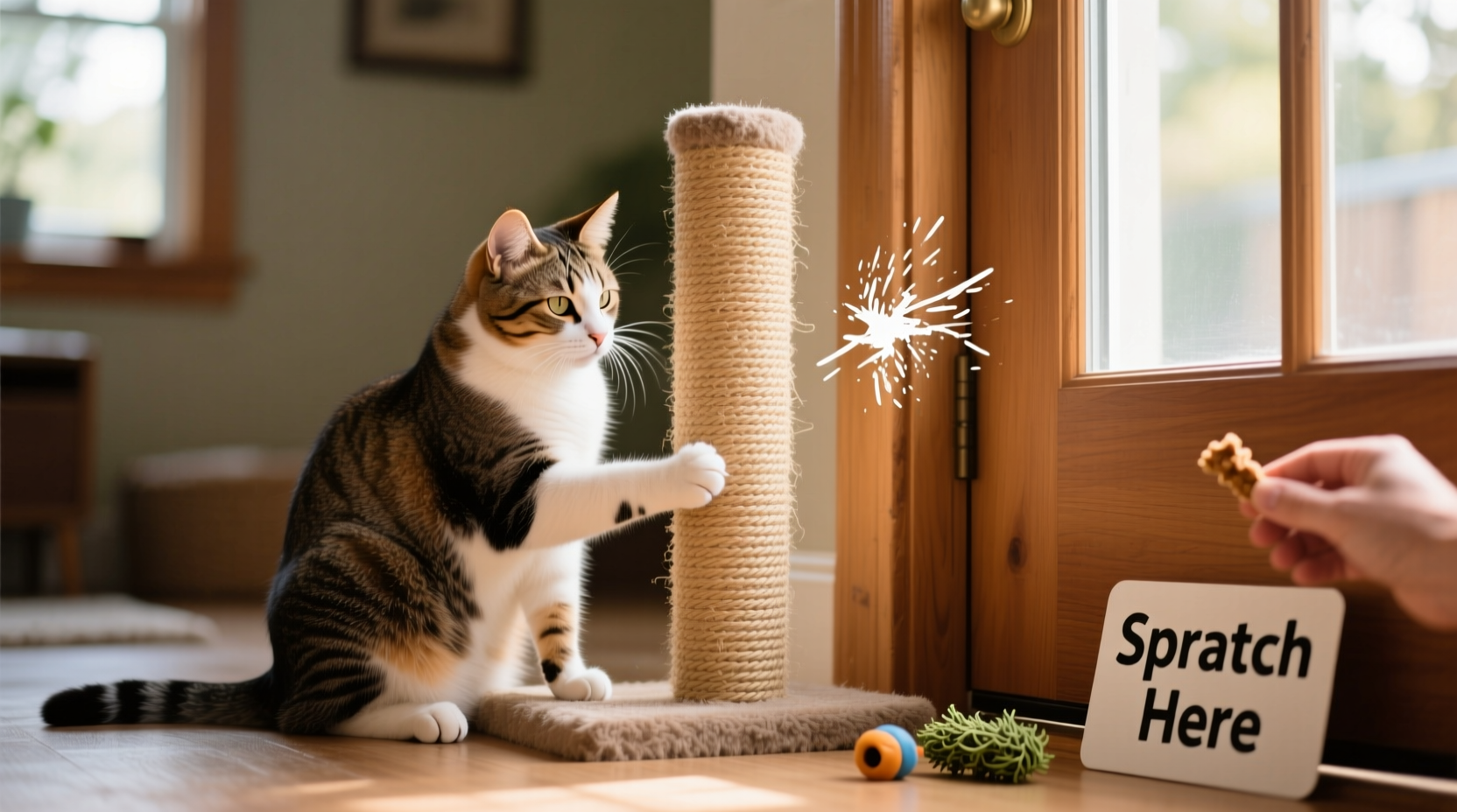 how to train your cat to stop scratching the door frames humanely