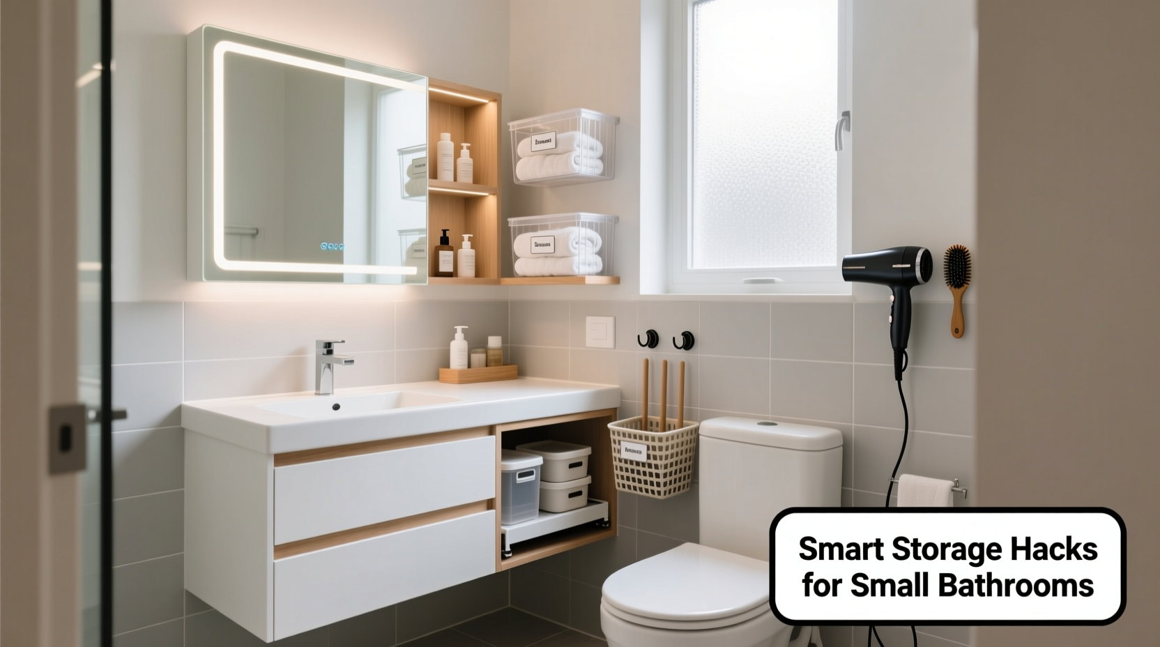 how to declutter a small bathroom with smart storage hacks