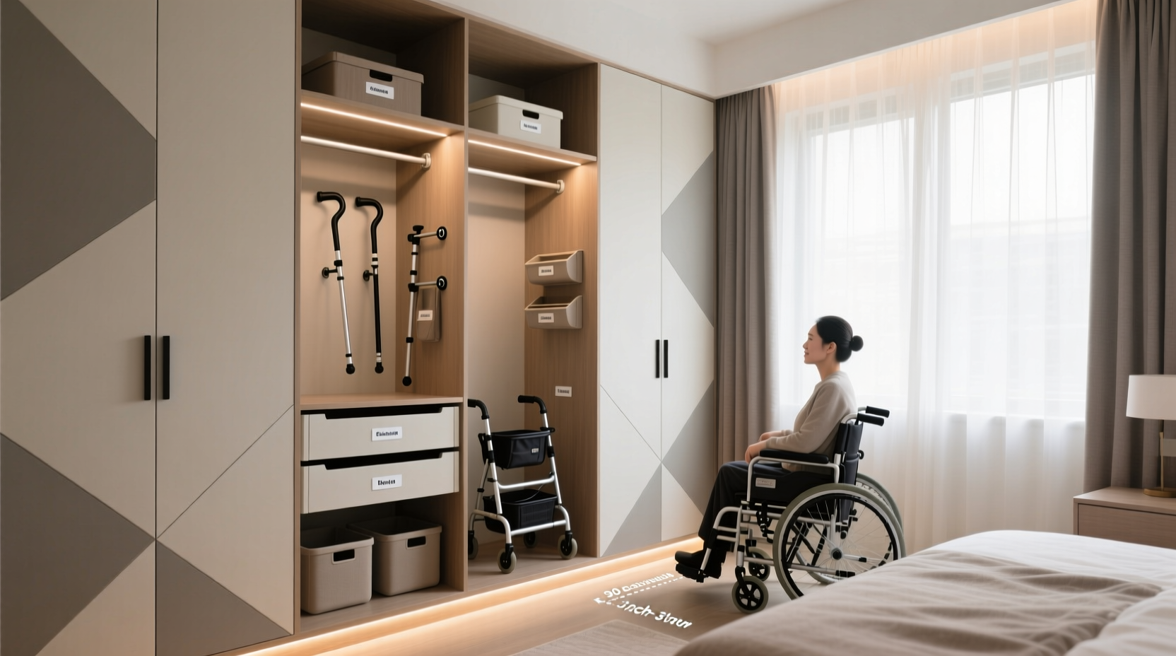 closet organization tips for wheelchair walker users