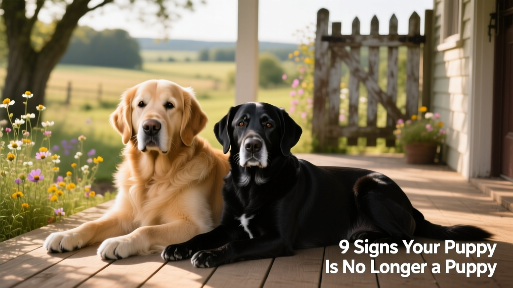 Two calm, well-groomed adult dogs resting side by side—one male, one female—illustrating peaceful coexistence