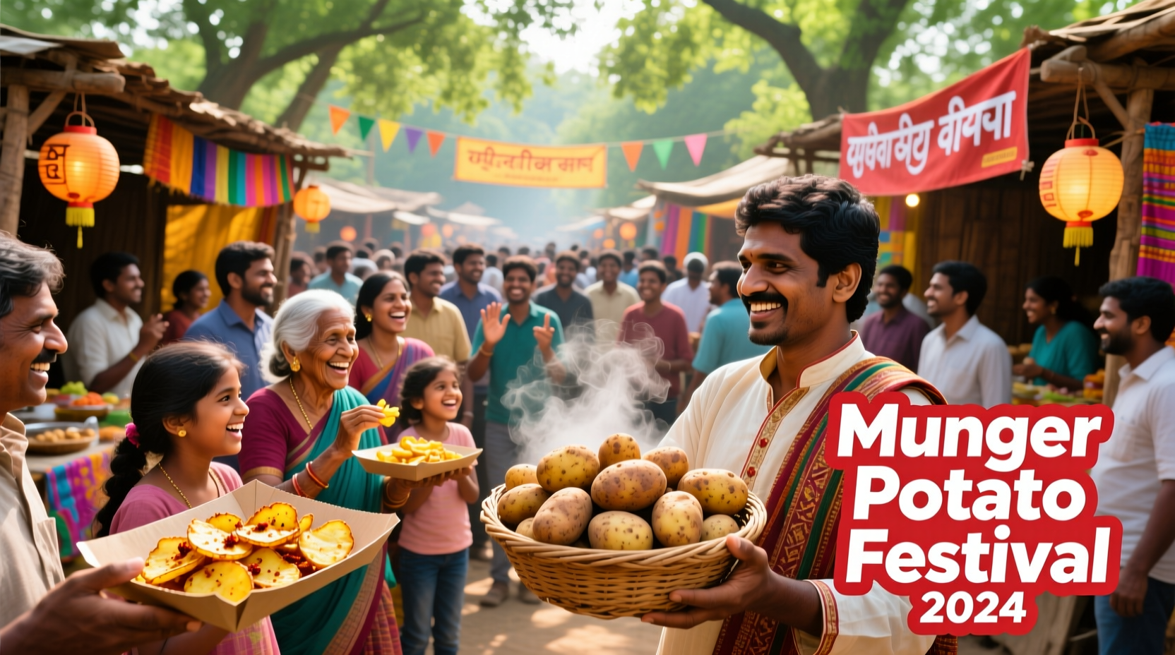 Munger Potato Festival crowd enjoying potato tasting