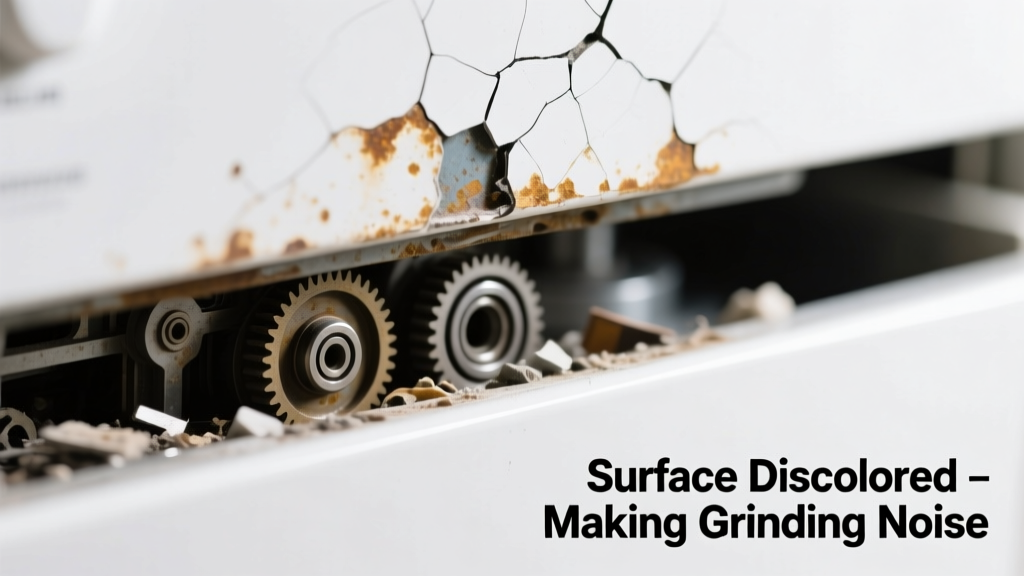 Surface Discolored & Making Grinding Noise: Quick Diagnosis