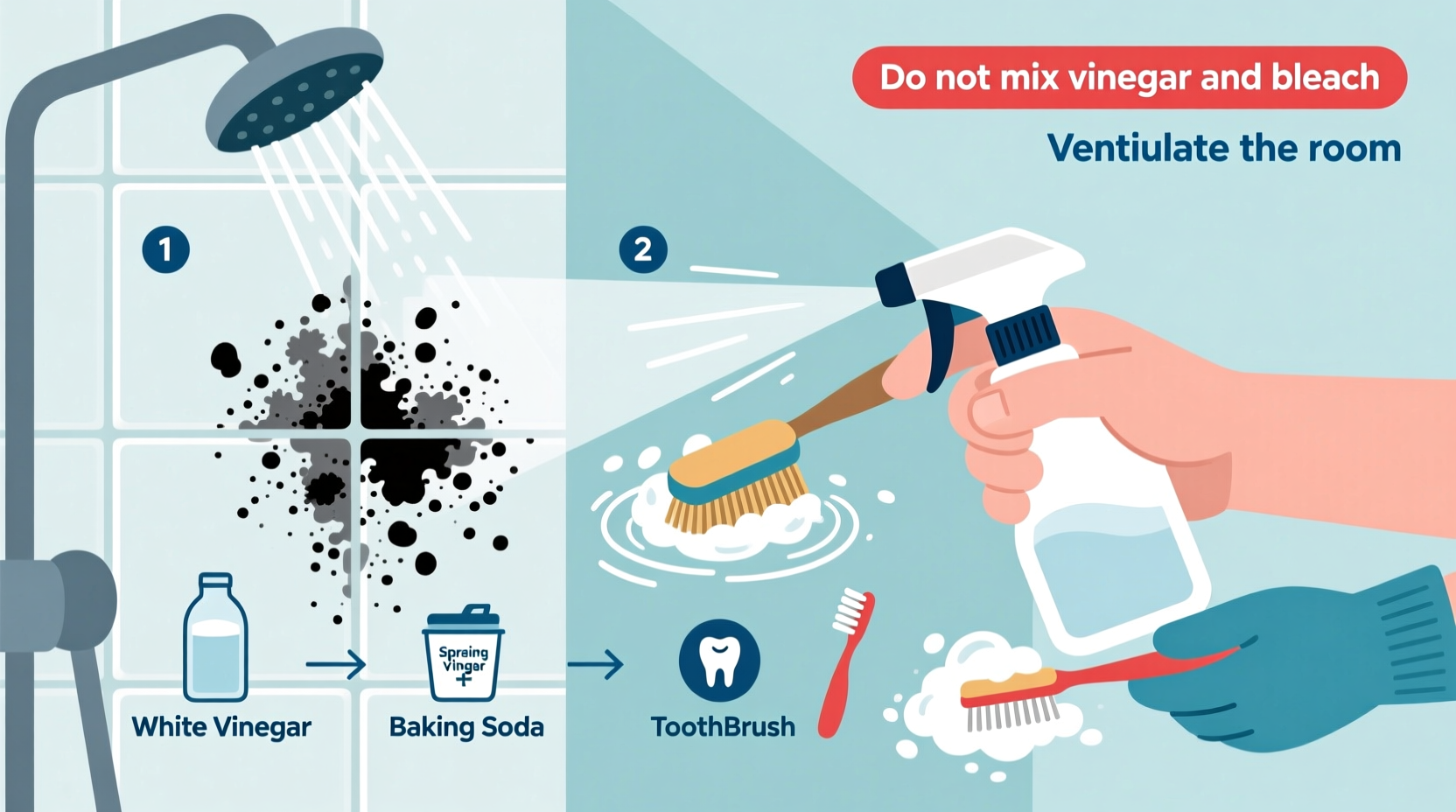 how to safely remove mold from shower grout using household items