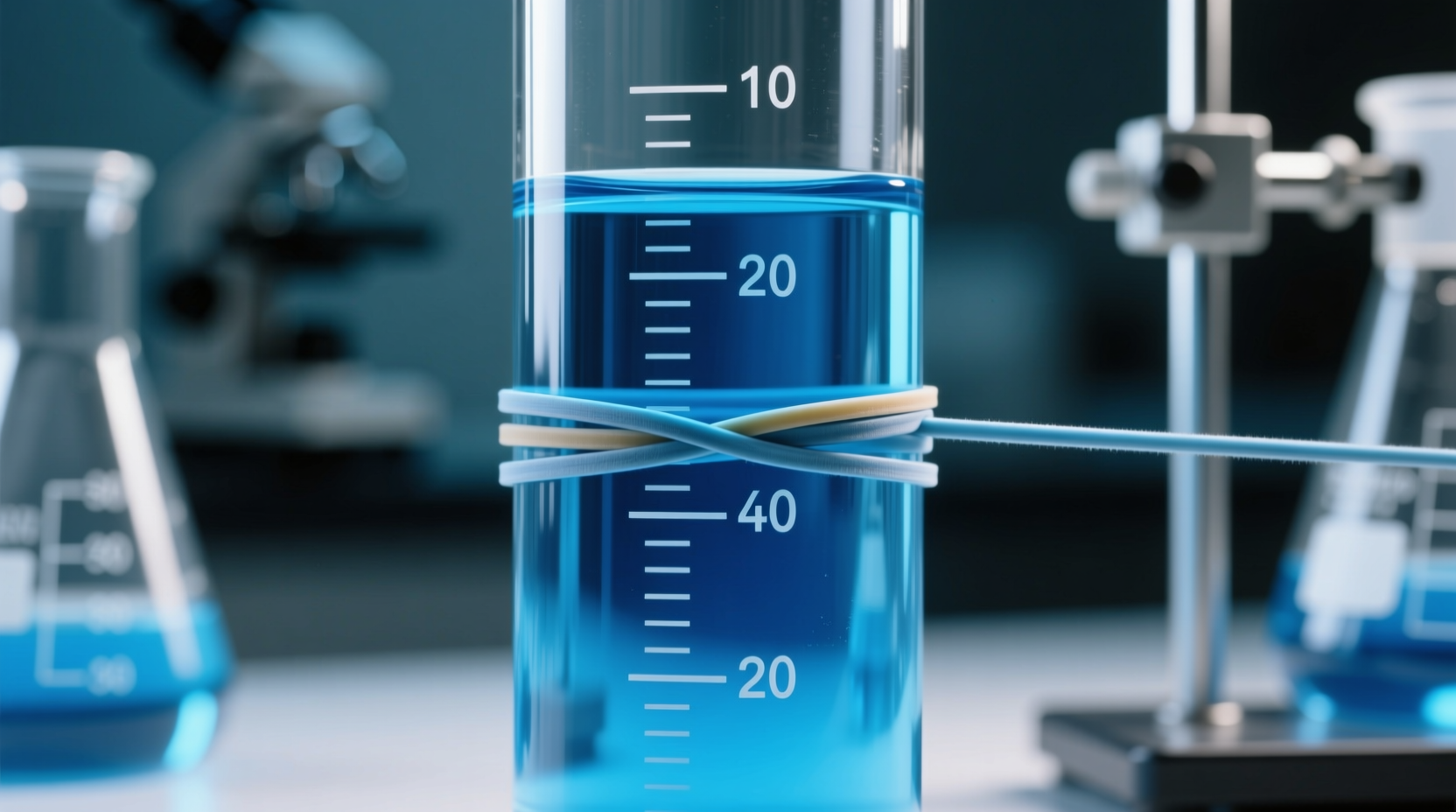 use a rubber band to mark liquid levels
