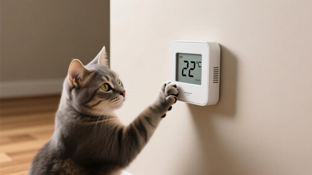 Cat Paw Touching the Thermostat: Temperature Check