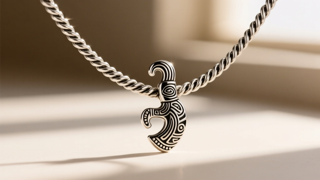 A thick 2.0mm sterling silver rope chain threaded through a heavy cast kokopelli bail, demonstrating proper weight distribution.