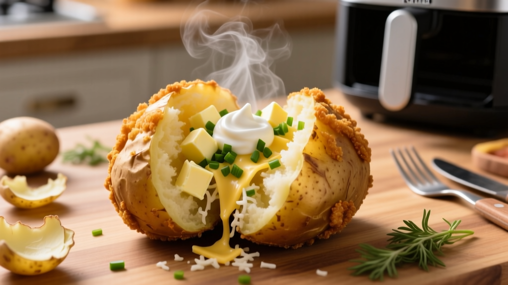 Frozen Jacket Potato in Ninja Air Fryer (Crispy & Fluffy!)