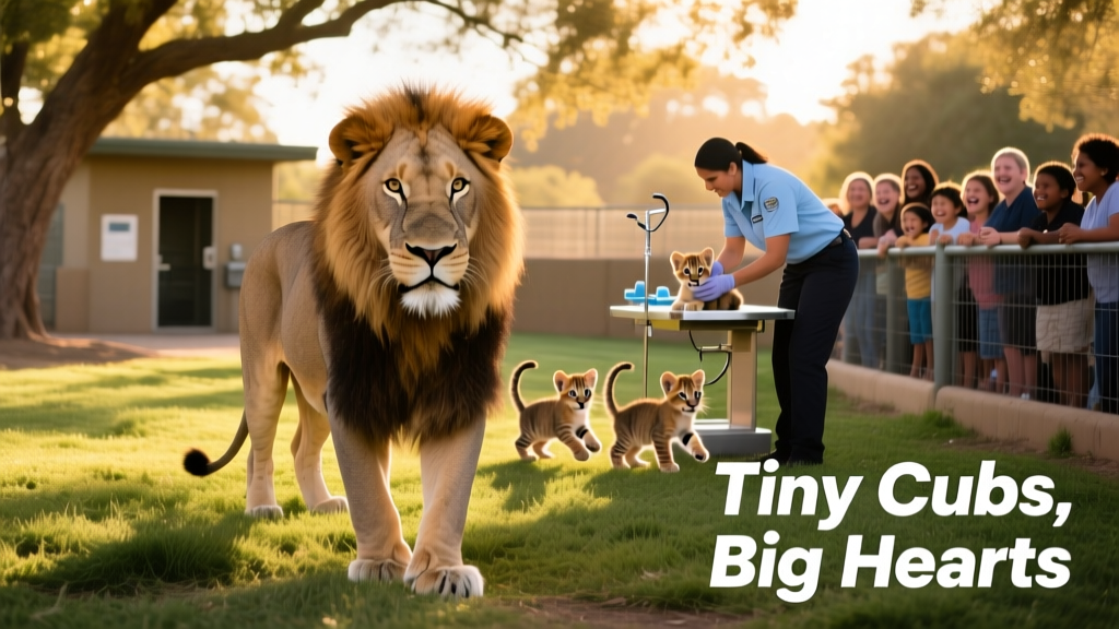 Fresno Chaffee Zoo’s African lion habitat with Zamaya visible in the foreground, sun-dappled grassy enclosure