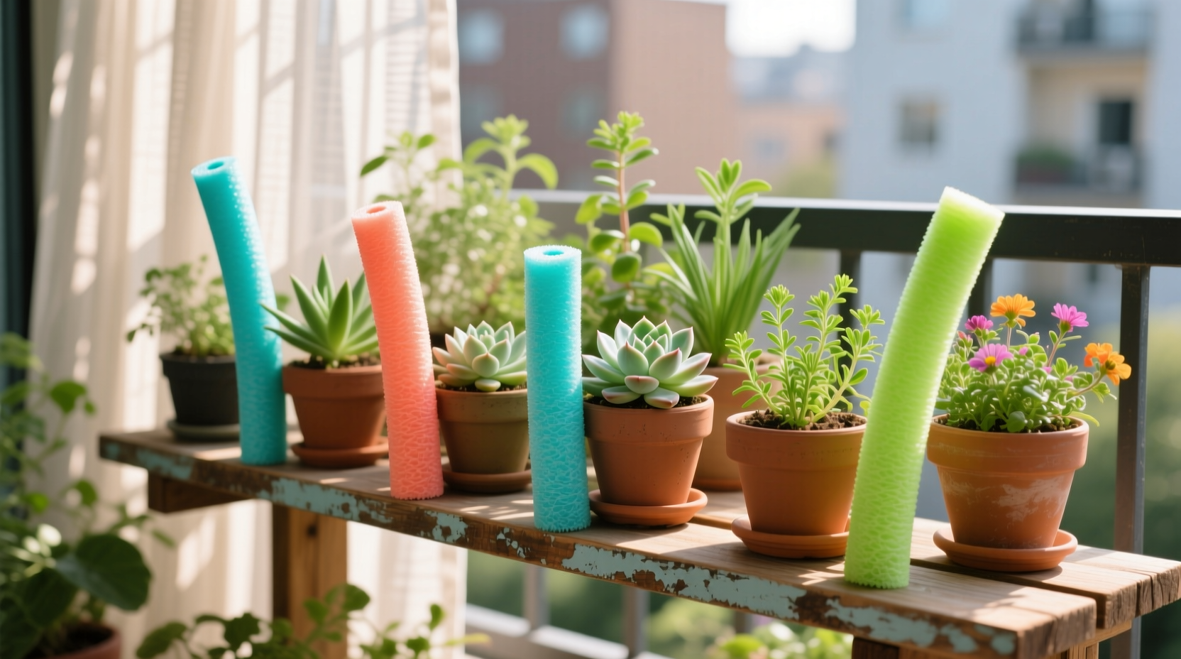 you can use a pool noodle to prop up small plants in la