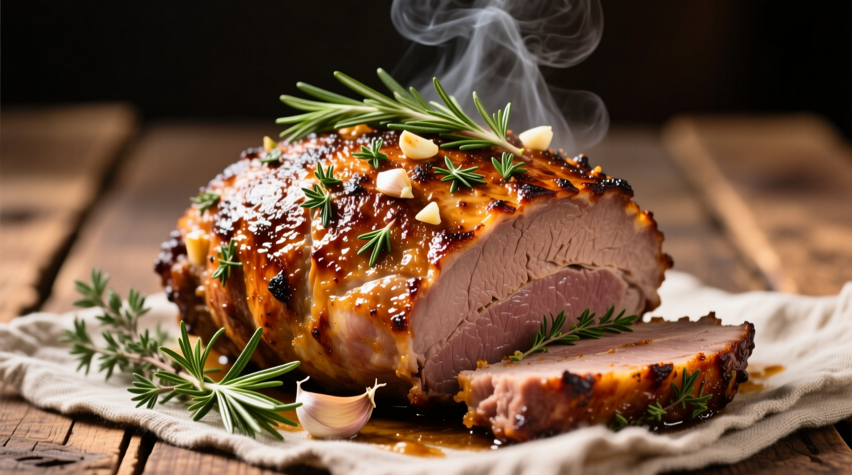 Perfectly seared round roast with herb crust