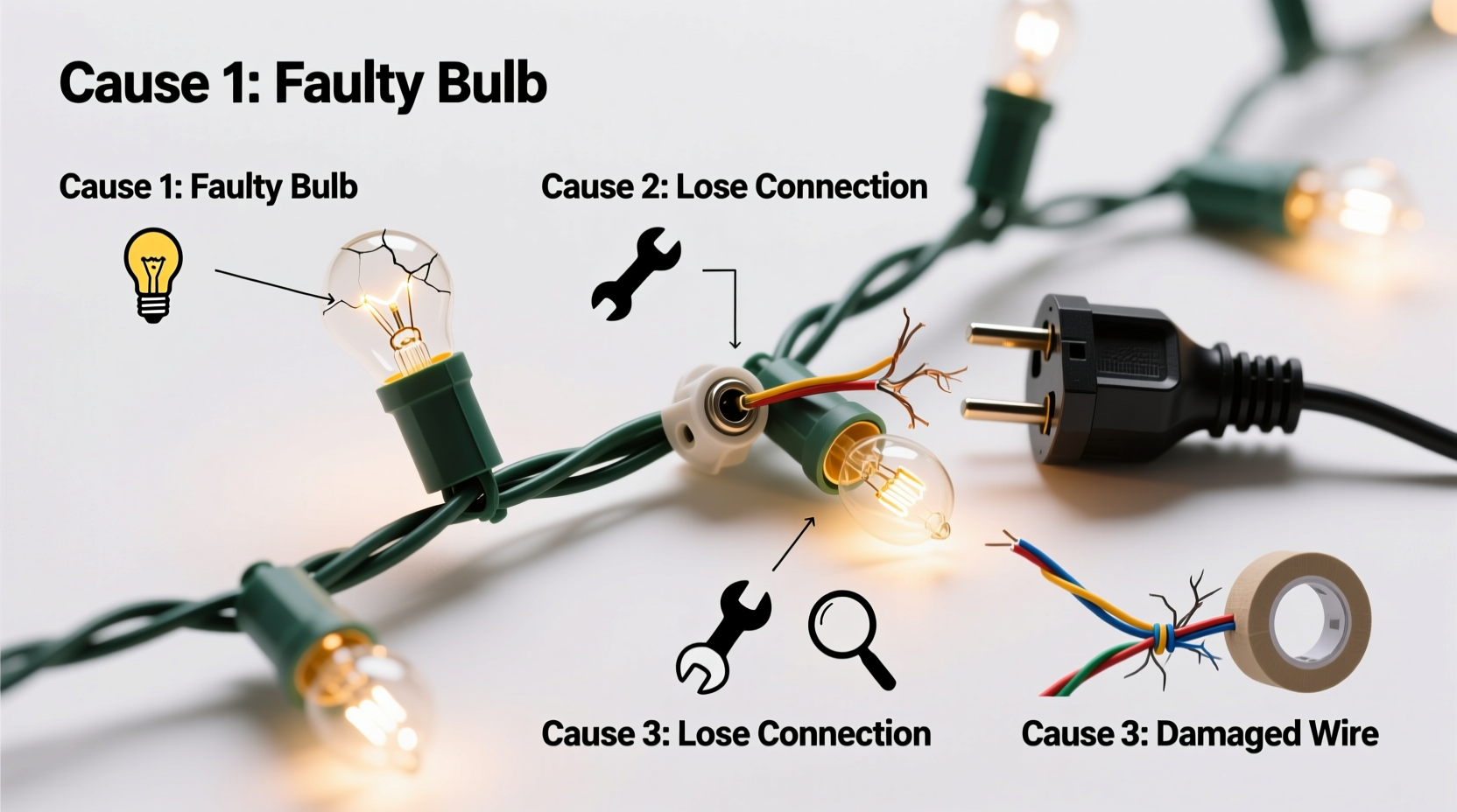 why do some christmas lights only half work causes and quick fixes