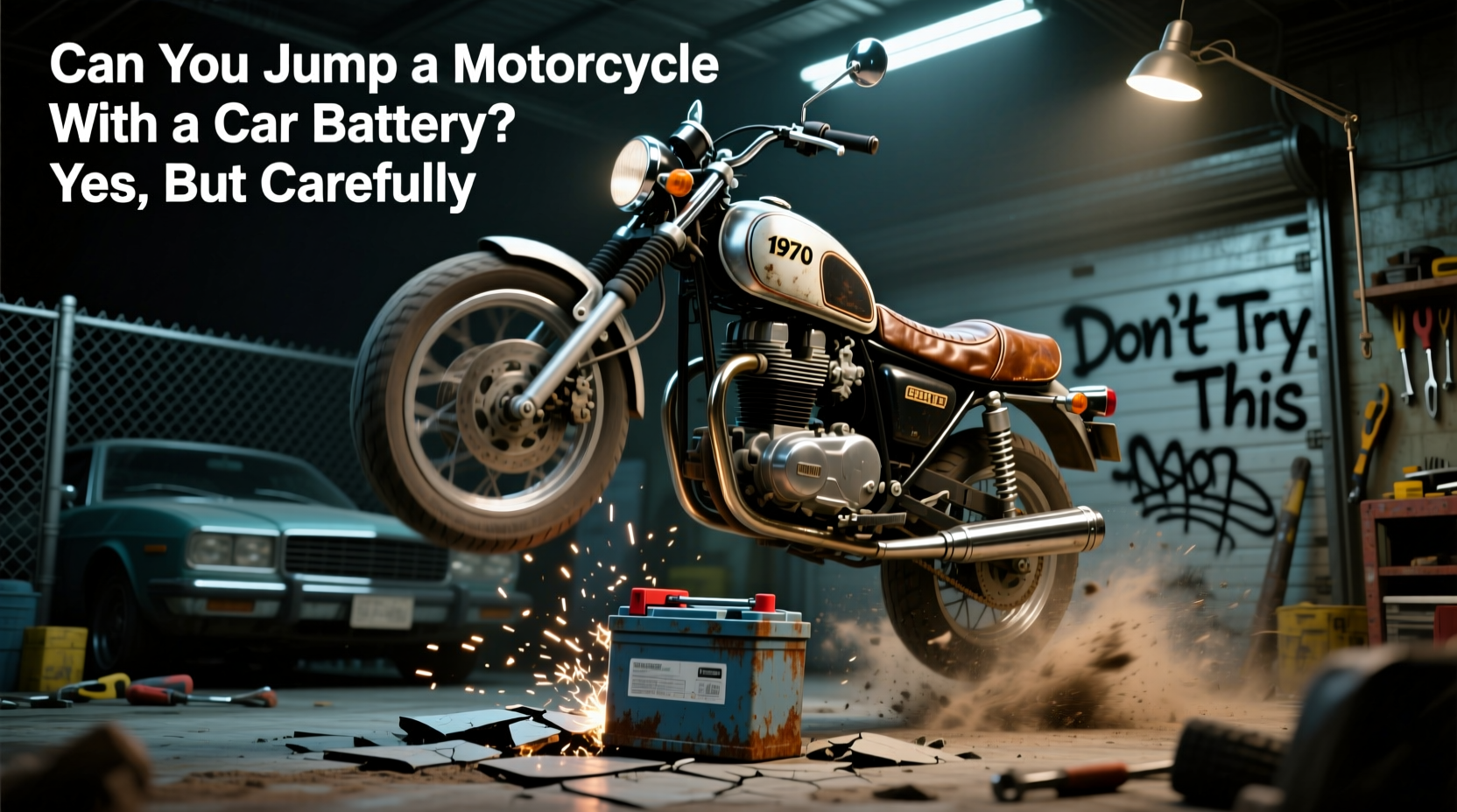 can you jump a motorcycle with a car battery