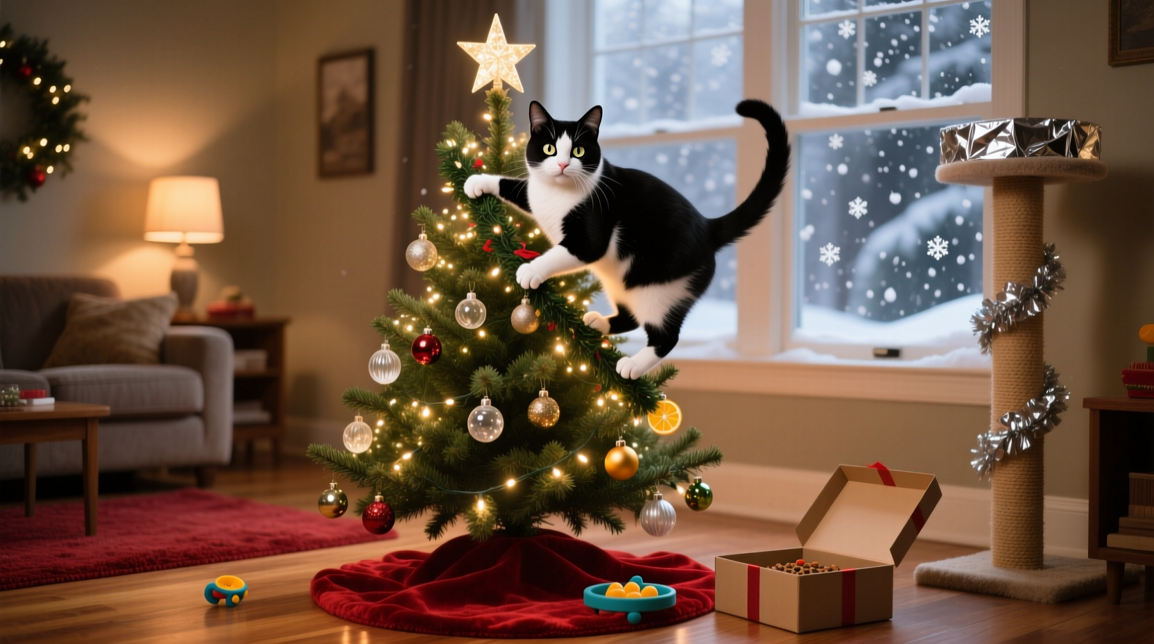 why does my cat climb the christmas tree and how to keep it down
