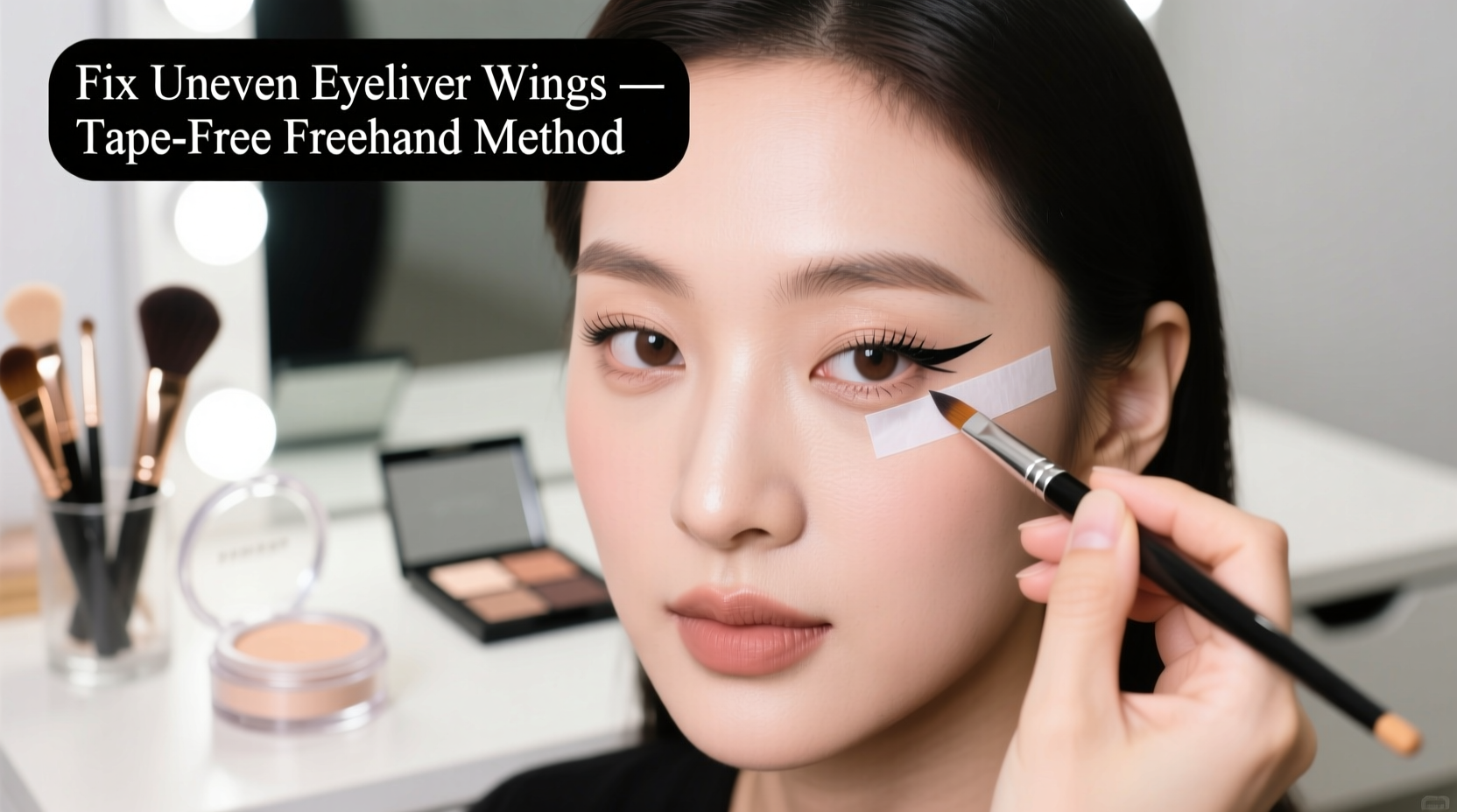 how to fix uneven eyeliner wings using tape freehand techniques