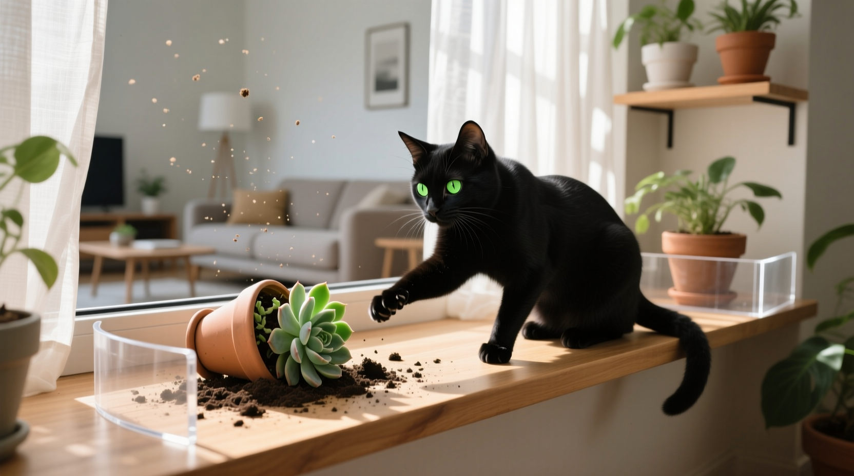 how to stop your cat from knocking over potted plants without restricting access
