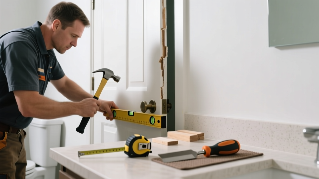 Fixing a Door Not Square in the Bathroom