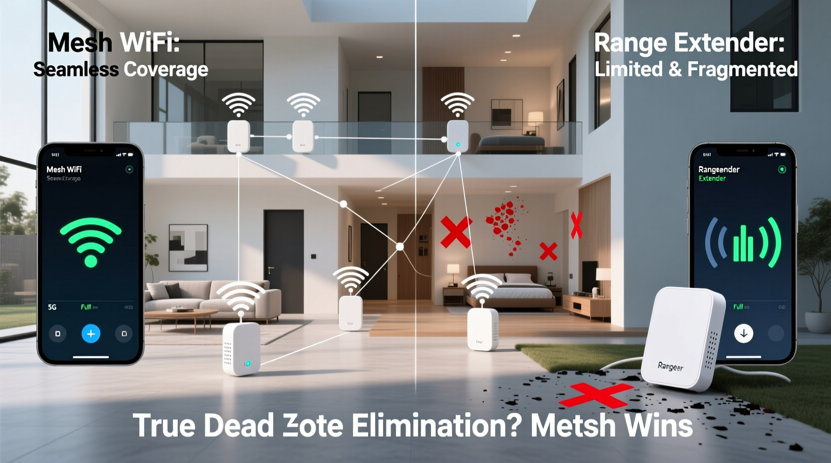 mesh wifi vs range extender which truly eliminates dead zones in large homes