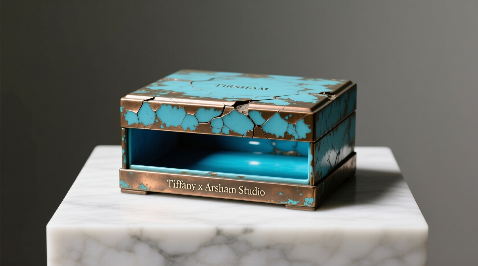 tiffany x arsham studio bronze eroded tiffany blue box