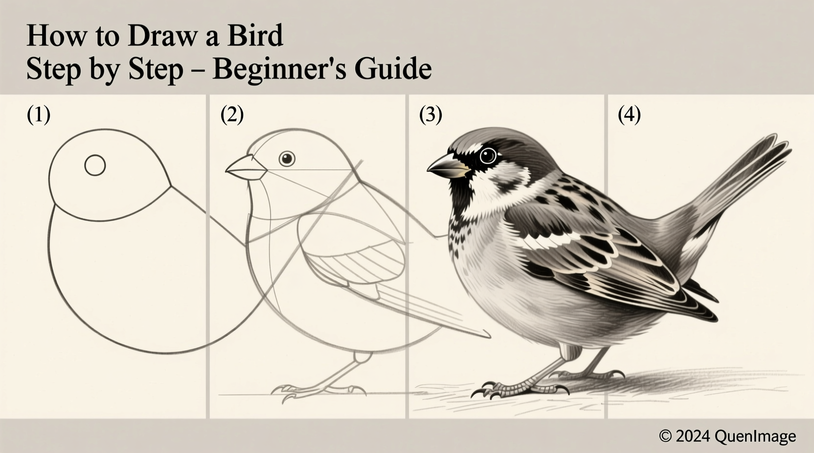 how to draw a bird step by step