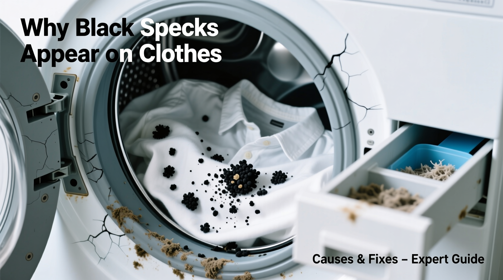 why is my washing machine leaving black specks on clothes likely causes and fixes