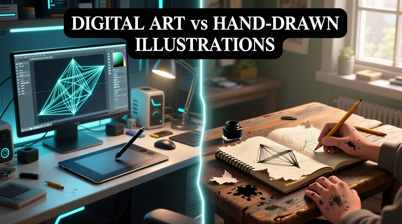 digital art vs hand drawn illustrations which takes more skill