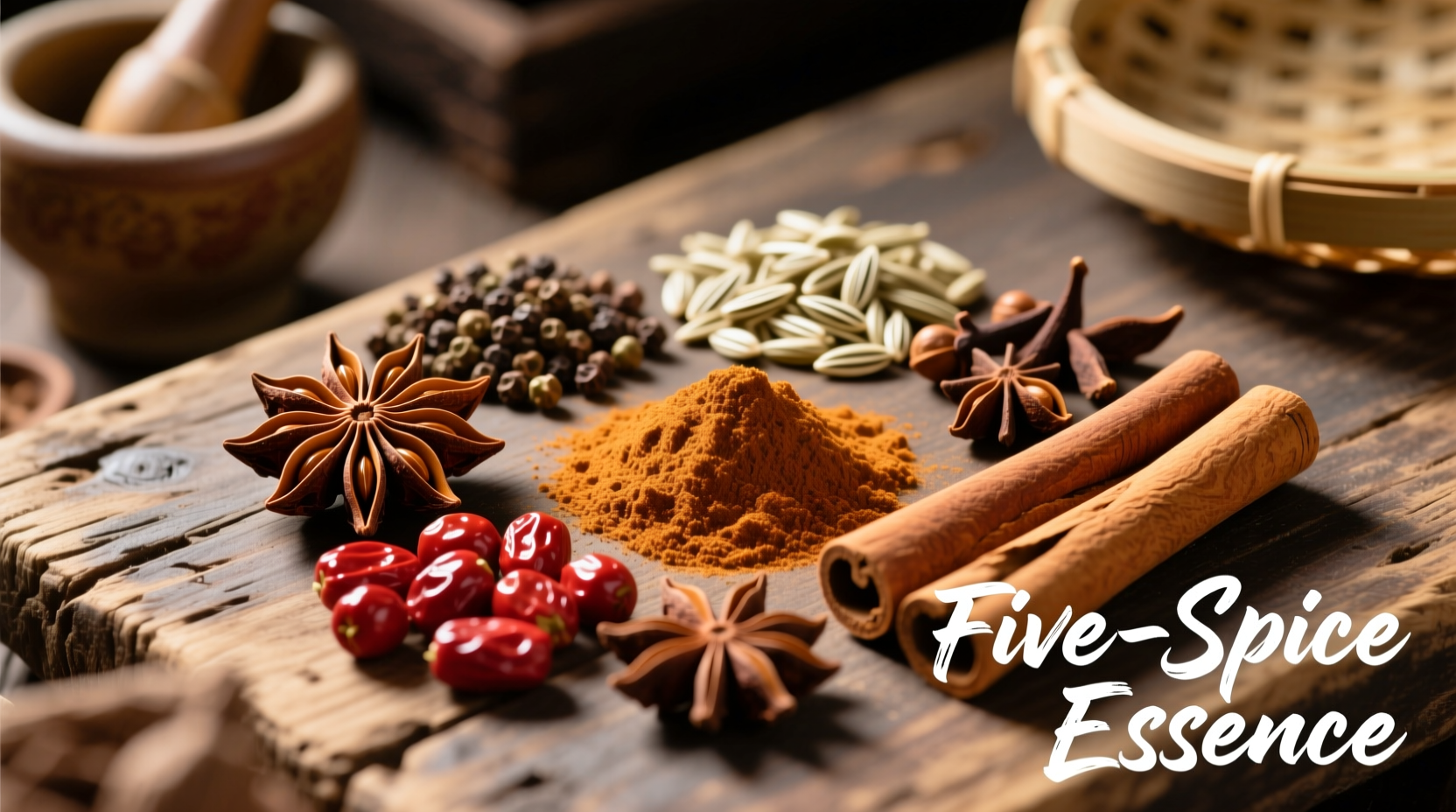Close-up of authentic Chinese five-spice powder ingredients