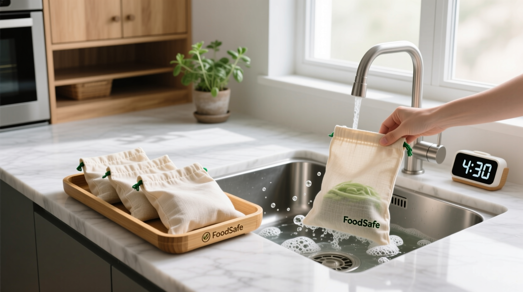how to sanitize produce bags without melting seams