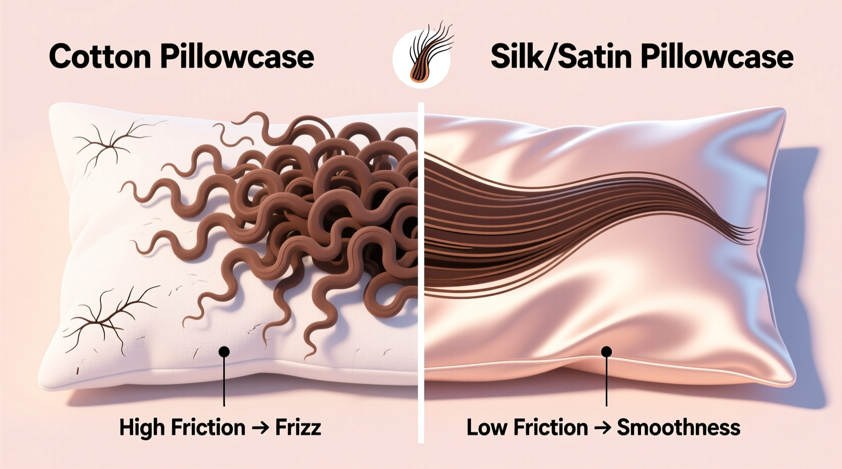 why does my hair frizz more with certain pillowcases and what to switch to