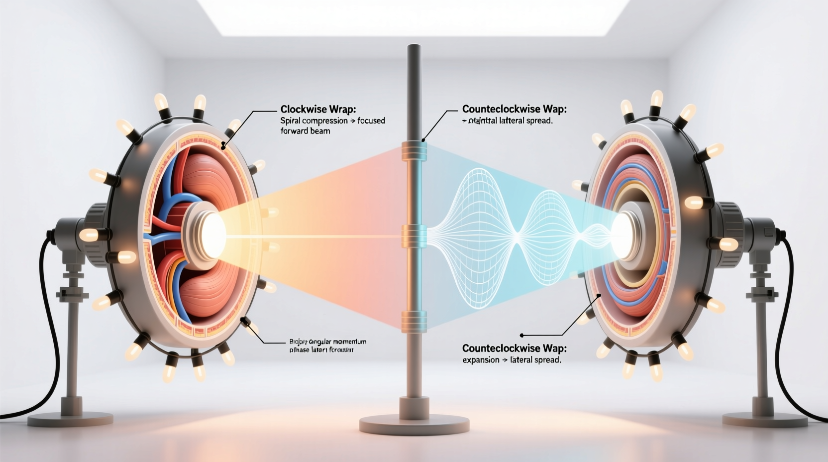 why does wrapping lights clockwise vs counterclockwise affect coverage
