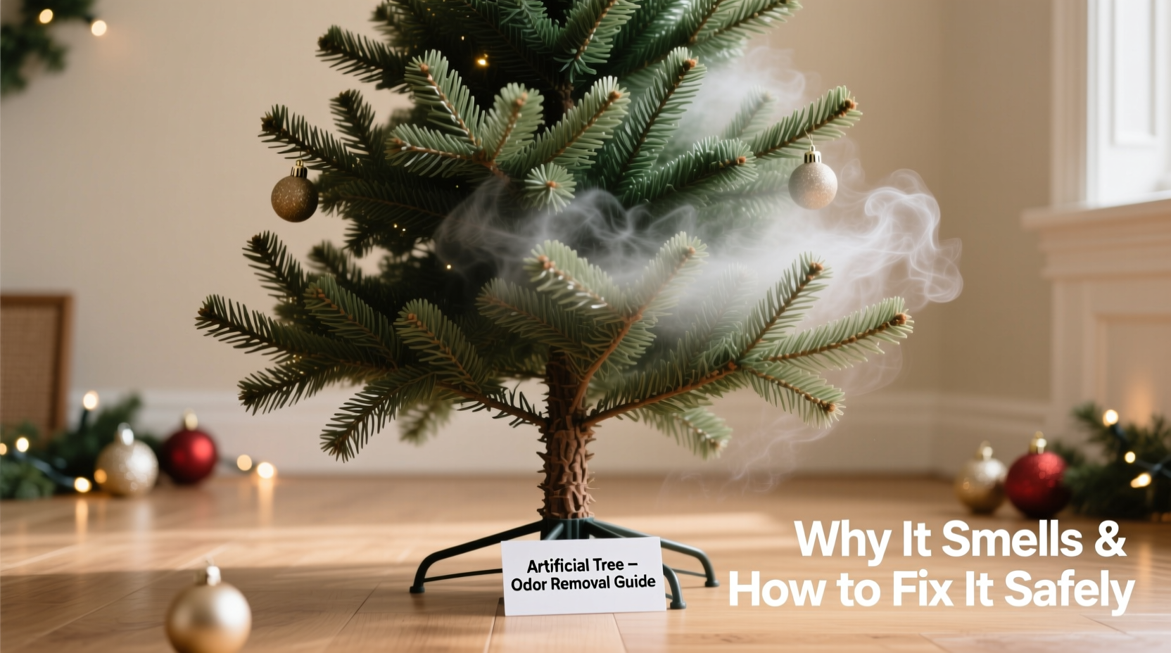 why does my artificial christmas tree smell strange and how to remove it safely