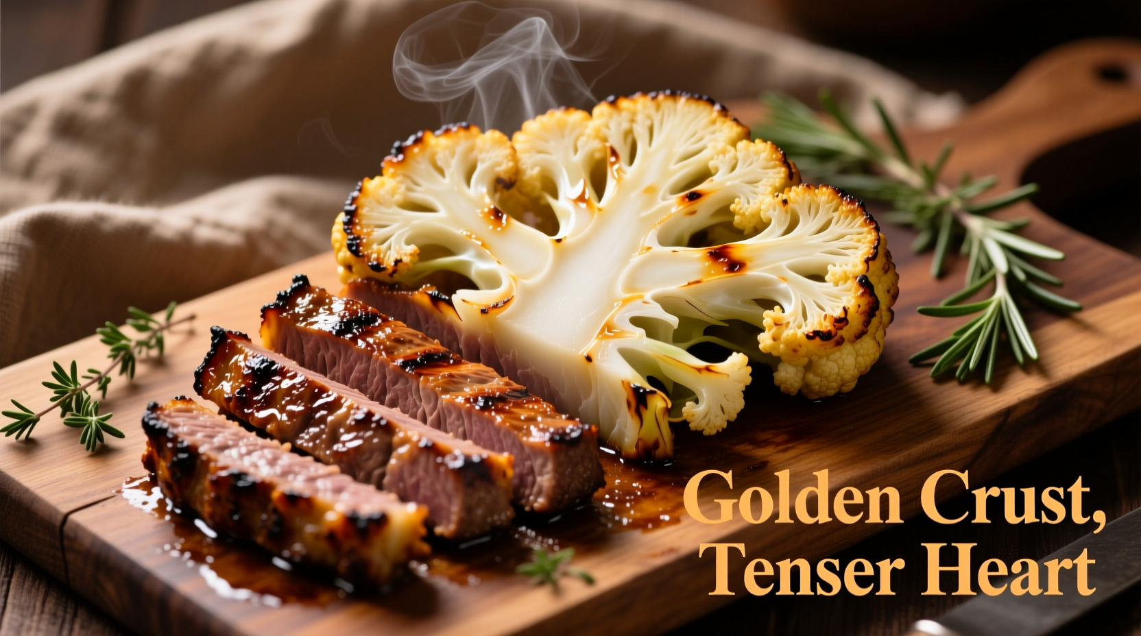 Perfectly roasted cauliflower steaks with golden edges