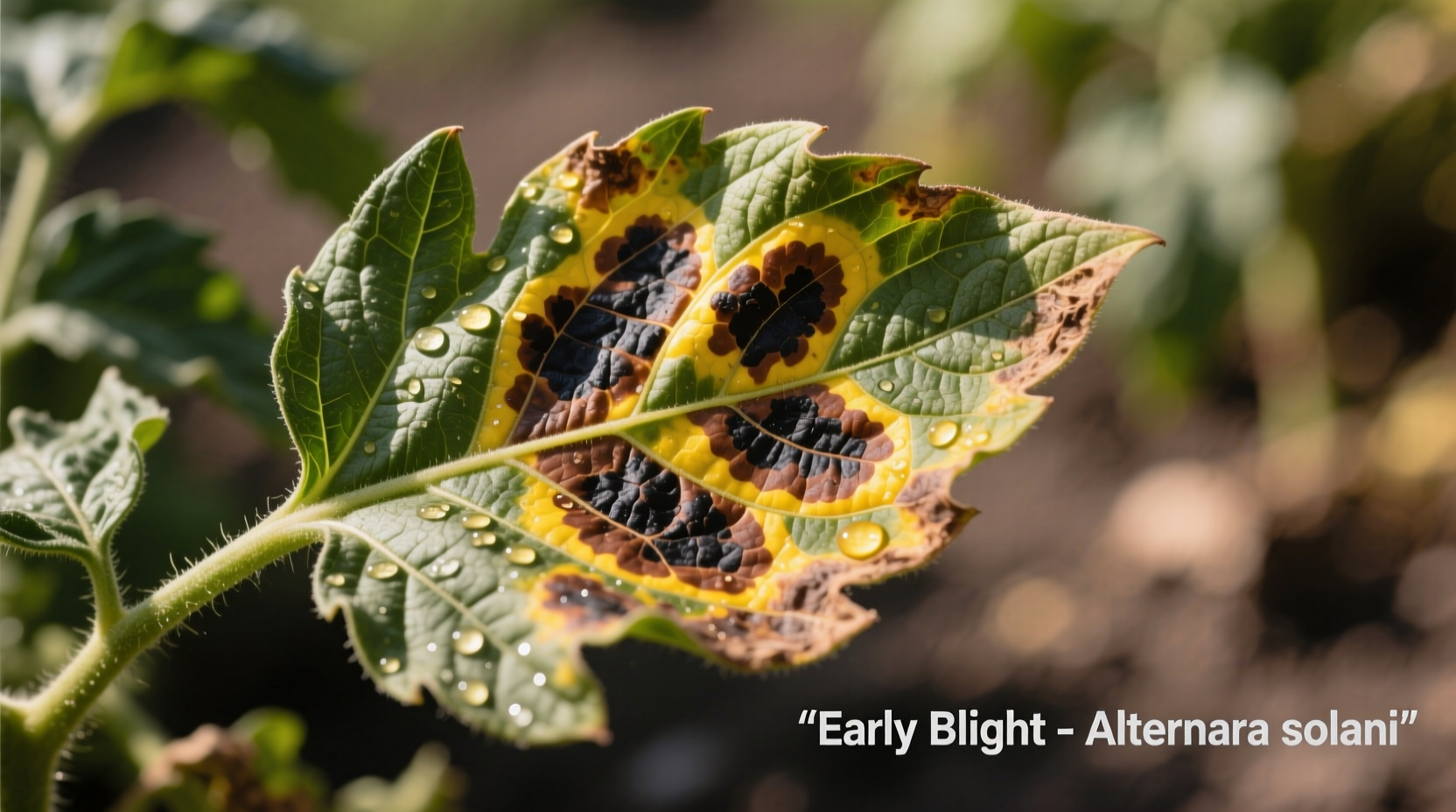 Tomato early blight symptoms on leaves