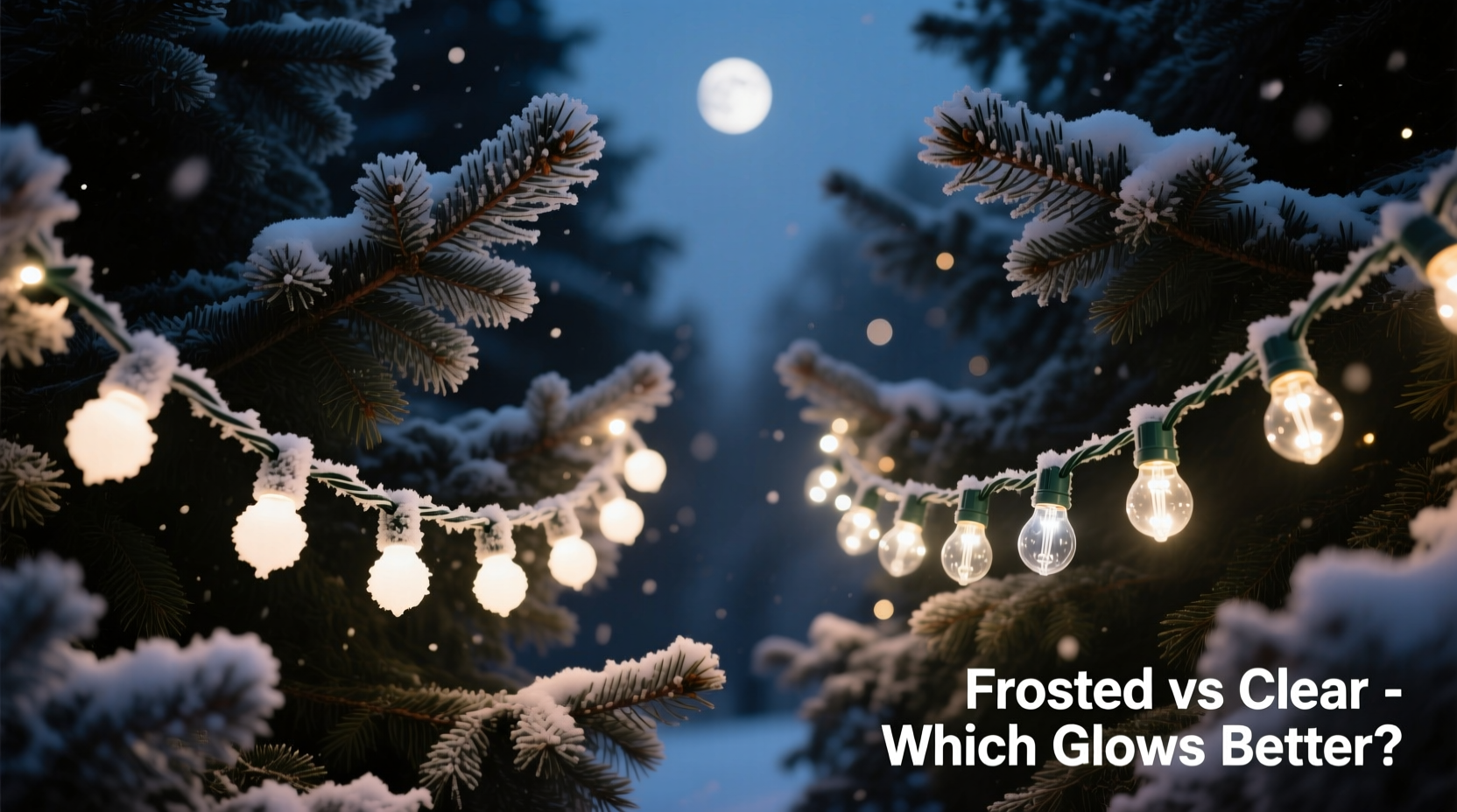 frosted vs clear mini christmas lights which looks better on dark trees