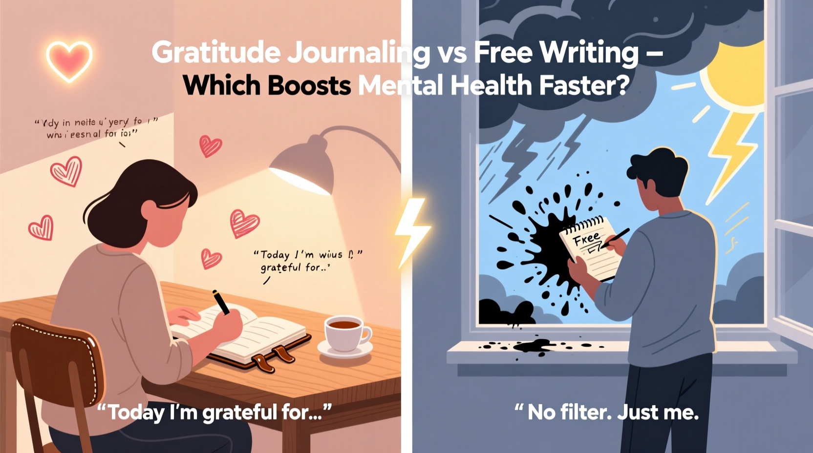 gratitude journaling vs free writing which boosts mental health faster