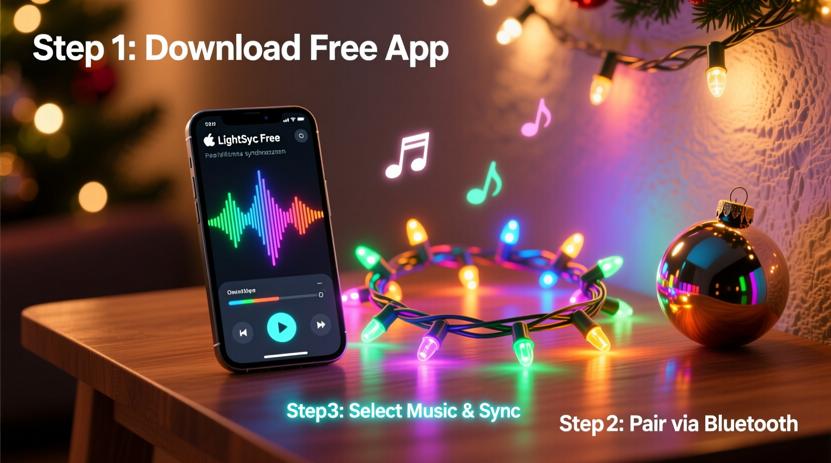 how to sync rgbw christmas lights with music using free apps in 2024