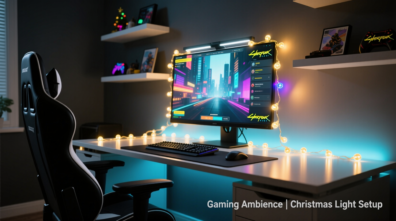 how to use christmas lights to backlight a gaming setup for ambient effects