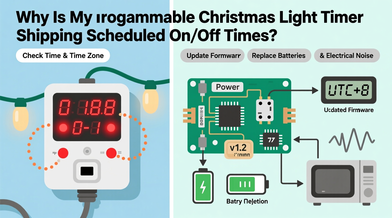 why is my programmable christmas light timer skipping scheduled on off times