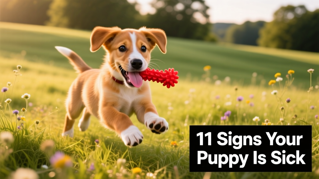 Happy, healthy puppy playing outdoors with a chew toy, showing vibrant energy and glossy coat